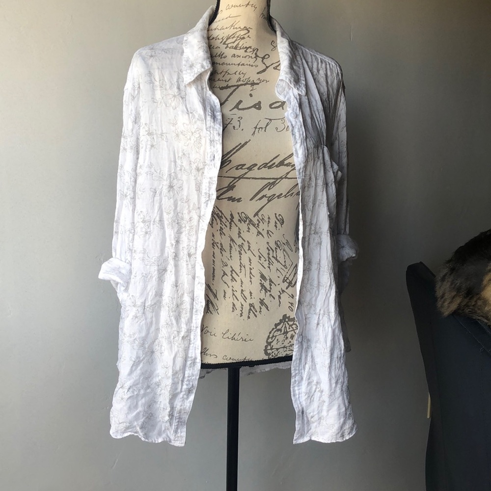 Oversized white button up shirt